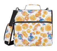 Zip Up Binder with Shoulder Strap Multi-Pocket 1.5 Inch 3 Ringing Portfolio Binder Bag Office Supplies Watercolor Orange Gummy Candy Sweet
