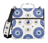 Zip Up Binder with Shoulder Strap Waterproof 1.5 Inch 3 Ringing Pencil Case Portfolio Binder Home Travel Cards Storage Container Eye Pattern Design