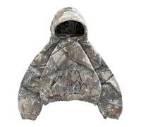 Zip Up Camo Hoodie Y2k Oversized Graphic Hoodies Clothes Vintage 2000s Sweatshirts Grunge Jackets Streetwear(Brown,M)