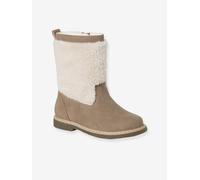 Zip-Up Faux-Fur Lined Boots for Girls taupe