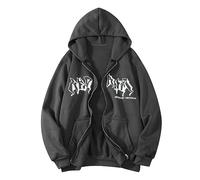 Zip Up Gothic Hoodies for Men 2024 Graphic Personalized with Hood Clothes Y2K Los Angeles Hooded Sweatshirts Loose Fit Soft Goth Comfort with Designs Workou Fall Thin Vintage Grey