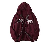 Zip Up Gothic Hoodies for Men 2024 Graphic Personalized with Hood Clothes Y2K Los Angeles Hooded Sweatshirts Loose Fit Soft Goth Comfort with Designs Workou Fall Thin Vintage Wine