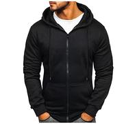 Zip Up Gym Jacket Men Oversize Casual Sports Hooded Thermal Fleece Drawstring Jogger Baggy Long Sleeve Sweatshirt Soft Zip Up Cotton Hoodies Autumn Winter with Pockets Lightweight Plain Jacket
