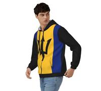 Zip Up Hoodie Adult Unisex Barbados National Flag Hooded Jacket Work Wear Sweatshirt Hoodies Top Unisex Classic Style Of Uk