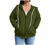 Zip Up Hoodie for Women Women's Fashion Sweatshirts with Pockets Casual Full Zipper Hoodies for Women Long Sleeve Drawstring Hooded Tops Ladies Oversized Jacket Drawstring Hoodies
