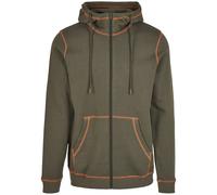 Zip-up hoodie Urban Classics organic contrast flatlock Green S