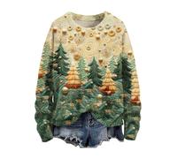 zip up hoodie women long cardigan for women Christmas Jumpers for Women Plus Size Long Sleeve Knit Sweater Fashion Christmas Artistic Print Sweatshirts Casual Crewneck beauty tunics for women uk