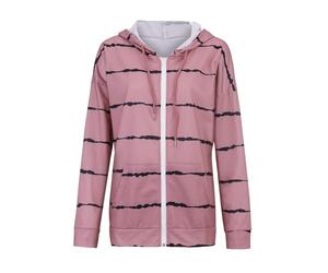Zip Up Hoodie Women Oversized Stripe Long Sleeve Hooded Sweatshirts Fashion Lightweight Drawstring Blouse Tops Casual Loose Basic Sweatshirt Jacket Tunic Tops with Pocket