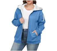 Zip Up Hoodie Women Plus Size Fleece Jacket with Zip Pockets, Ladies Oversized Hoodies Thick Fleece Jackets Full Sweatshirt Sherpa Hoodie, Long Sleeve Sweatshirt Winter Jackets