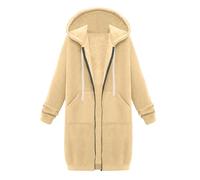 Zip Up Hoodie Women, Women Long Hoodie Zipper Fleece Long Sleeve Longline Casual Hoodies Sweatshirts Jumper Top Cardigan Coat 18th Birthday Gifts,Khaki,M,u147k