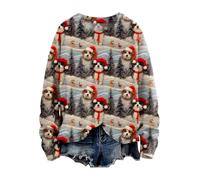 zip up hoodie women womens fleece jackets full zip Christmas Jumpers for Women Plus Size Long Sleeve Knit Sweater Fashion Christmas Artistic Print Sweatshirts Casual Crewneck yoga clothes women uk