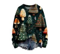 zip up hoodie women workout clothes women Christmas Jumpers for Women Plus Size Long Sleeve Knit Sweater Fashion Christmas Artistic Print Sweatshirts Casual Crewneck women's white jackets