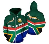 Zip Up Hoodies Cardigan Men - South Africa Flag Map Print Sweatshirt Ethnic Graphic Springboks Coat Clothing, National Emblem Pattern Large Size Y2K Top Street South Africa M