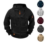 Zip Up Hoodies For Men Grey Loose Fit Hoody Tops With Pockets Solid Color Oversized Sweatshirts Stretchy Patchwork Sportwears Lightweight Breathable Red Hooded Outerwears Casual Fashion Coat 3XL,2XL,M