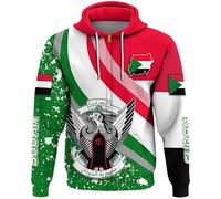 Zip Up Hoodies for Men - National Emblem Eagle Print Jogging Jacket Africa Sudan Flag Map Hooded Sweatshirt,Loose Fit Oversized Hoody Work Cardigan Top Africa Sudan M