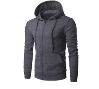 Zip Up Hoodies for Men UK Solid Color Sweatshirts Lightweight Hoodie Spring Autumn Jackets Long Sleeve Tops Casual Hooded Pullover with Pockets Drawstring Slim Fit Hoody for Sports Running Dark Gray