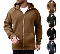 Zip Up Hoodies for Men UK Solid colour Jacket Raglan Sweatshirt Oversized Coat with Pockets Casual Business Work Outerwear Fashion Long Sleeve Hoody Pullover Classic Vintage Lightweight Hoody Tops