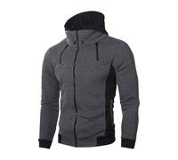 Zip Up Hoodies for Men UK Winter Fleece Hooded Sweatshirt Warm Trucker Hoodies Solid Color Coat Fashion Outerwear Plush Hoody Casual Loose Coats Sportwear Activewear Dark Gray