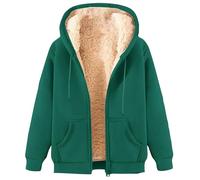 Zip Up Hoodies for Men Warm Sherpa Fleece Lined Winter Fleece Jackets Casual Long Sleeve Drawstring Winter Warm Sweatshirt Lightweight Hoody Hooded Coats with Pockets Size 6-18 Green