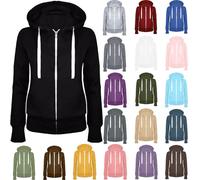 Zip Up Hoodies for Women, Ladies Jackets Full Zip Plain Fleece Essential Hoodie Sweatshirts Drawstring Hooded Pullover Tops Casual Sweater with Pockets Loungewear Outerwear