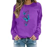 Zip Up Hoodies for Women Uk Black Hoodie Kids 60Th Birthday Gifts for Women Workout Running Hiking Women's Butterfly Print Casual Fashion Sweatshirt Top (Purple-4, M) Sale Promotion