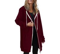 Zip Up Hoodies For Women Uk Oversized Longline Fleece Hoodie Women Jacket Lightweight Long Sleeve Hooded Sweatshirts Fall Winter Zipper Hooded Jackets Casual Loose Cardigan Coat With Pockets