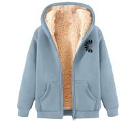 Zip Up Hoodies For Women Uk Plain Warm Fleece Cosy Transition Coat Coat Causal Windproof Long Sleeve Autumn Winter Jacket Hooded Top Soft Fuzzy Sweatshirt Outerwear Loungewear With (3A-Sky Blue, M)