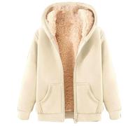 Zip Up Hoodies For Women Uk Plain Warm Fleece Cosy Transition Coat Fur Coat Causal Windproof Long Sleeve Autumn Winter Jacket Hooded Top Soft Fuzzy Sweatshirt Parka Outerwear Loungewear With Pockets