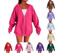 Zip Up Sweatshirt For Women Lightweight, Oversized Hoodies Basic Solid Jacket Autumn Plain Hooded Outfits With Pocket College Jacket Sweatshirt For Teenager Girl Y2K Fashion Top
