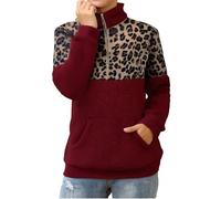 Zip Up Sweatshirt For Women No Hood Long Sleeves Fleece Pullover Sweatshirt Cosy Warm Plus Size Colour Block Leopard Camo Tie-Dye Pocket Loose Tops Soft Comfortable Pullover Sweaters