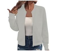 Zip Up Sweatshirt Jacket for Women No Hood Long Sleeve Casual Jackets Plain Sweatshirts for Teenage Knitted Girls Sweatshirt Solid Color Lightweight Cotton Jackets Fashion Slim Fit Ladies Outwear