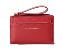Zip Wallet for Women, Short Wallet with Zip, Lightweight Credit Card Holder with Lanyard | Design with Short Coin Purses and Large Capacity Card Slots for Teena, wine red, see description, See