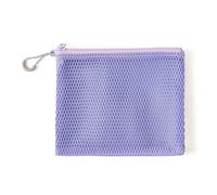 Zip Wallets 4Pcs Mesh Makeup Bags Double Zipper Clear Cosmetic Pouch Travel Toiletry Organizer Set(Purple,S(14x13cm))