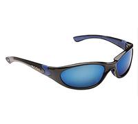 Zip Zap Zooom Mens Wrap Around Visor Sports Ski Biker Sunglasses Blue Reflective Mirror Black + Case