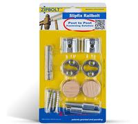 Zipbolt Slipfix Rail Bolt 13.810, Metallic, 1 Double Pack with Wood Plugs | Handrail between newels connector kit, Hidden rail fastener, Wood staircase railing hardware, Gear-driven tightening system