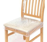 Zipcase 4 Pack Stain, Water and Kitty Scratch Resistant Clear Dining Chair Covers/Slipcovers Chair Protector Waterproof PVC Material, 17”D x 18”W x 4”H with Adjustable Belt Strap, Set of 4