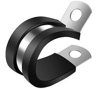 ZIPCCI 3/8 Inch Cable Clamp, 25 Pack Stainless Steel Wire Clamp for Pipe, Hose and Cable Protection with Metal Rubber Clips (10mm)
