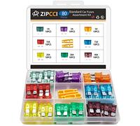 ZIPCCI 80 Pcs Standard Car Fuse, Fuses Assortment kit(1A/3A/5A/10A/15A/20A/30A/40AMP) Automotive Blade Fuse for RV, Truck, Marine, Auto Accessories