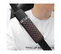 zipelo 2 Pcs Auto Seat Belt Cover, Breathable Leather Shoulder Pads Protect Your Neck, Harness Pads Strap for a More Comfortable Driving, Car Accessories Compatible with Adults Kids (Black/Red)