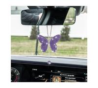 zipelo Bling Butterfly Diamond Car Accessories, Crystal Car Rear View Mirror Charms for Women, Car Decoration Lucky Gifts Hanging Interior Crystal Ornament Pendant Decor for All Cars (Purple)