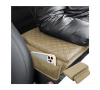zipelo Car Armrest Cushion, Carbon Fiber Leather Auto Center Console Pad, Memory Foam Armrest Box with Storage Bag, Hand Rest Pillow with Organizer Pockets, Universal Fit for Most Vehicles (Beige)