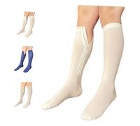 Ziperior Closed Toe 15-20 mmHg Compression White Navy Gray Inside Zipper Socks (Gray, Large-X-Large), Gray, L-x-L
