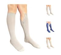 Ziperior Inside Leg Zipper 20-30 mmHg Compression Grade 2 Color Closed Toe Socks (Gray, Large-X-Large)