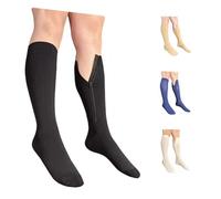 Ziperior Inside Leg Zipper 30-40 mmHg Compression Grade 3 Calf Closed Toe Socks, Black, Small/Medium
