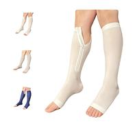 Ziperior Open Toe 15-20 mmHg Compression White Navy Gray Inside Leg Zipper Socks (Navy, Large-X-Large), Navy, L-x-L