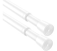 Zipglo 2pc Extendable Curtain Poles 82-150cm, Adjustable Tension Rods for Curtains Extendable Curtain Pole,White Telescopic Curtain Rod No Drill Tension Pole for Clothes,Windows, Doorway, Wardrobe