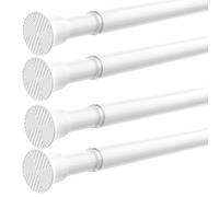 Zipglo 4 PCS Extendable Curtain Poles 59-120 cm, Tension Rods for Curtains Adjustable Shower Curtain Poles No Drilling Spring Loaded Curtain Rod Shower Rail for Bathroom Window Door Wardrobe, White