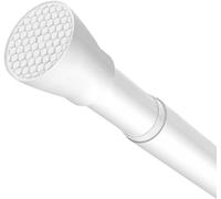 ZipGlo White Extendable Shower Curtain Rod, 40"-73", Extendable Shower Curtain Rod, Spring Loaded Extendable Shower Curtain Rod for Closet Window, 1 Piece