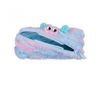 ZIPIT Fur Monster Clutch Bag, One Long Zip Pouch (Blue & Pink)