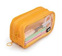 ZIPIT Half & Half Pencil Case | Large Capacity Pencil Pouch | Pencil Bag for School, College and Office (Yellow)